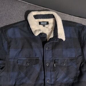 Men's Blue and Black Checkered Jacket